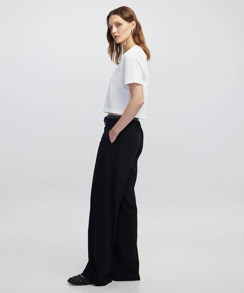 ابيكول Color-Block Contrast Waist Trousers